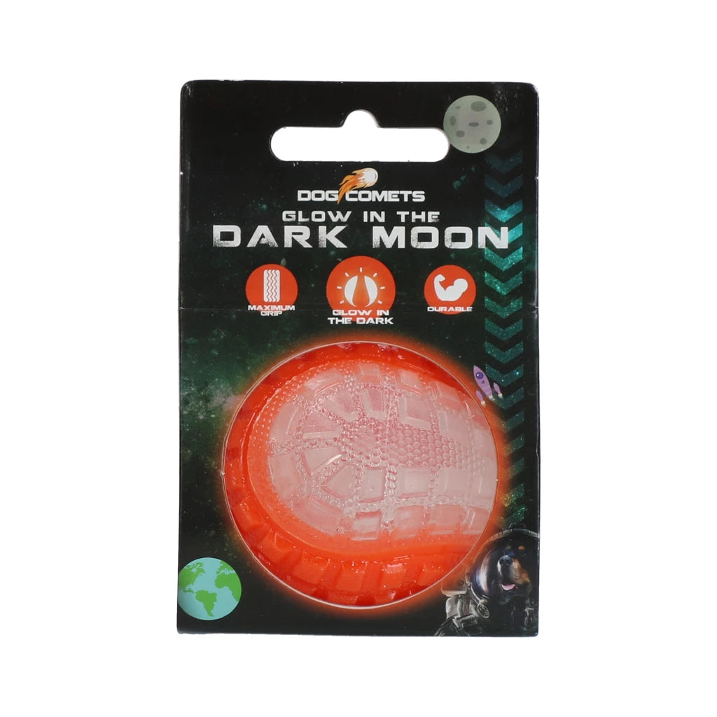 Sterk hondenspeelgoed - Dog Comets Glow In The Dark Moon Bal - Groen, oranje en roze