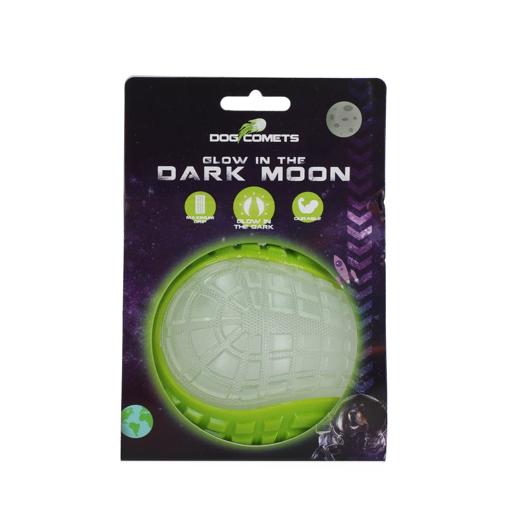 Sterk hondenspeelgoed - Dog Comets Glow In The Dark Moon Bal - Groen, oranje en roze