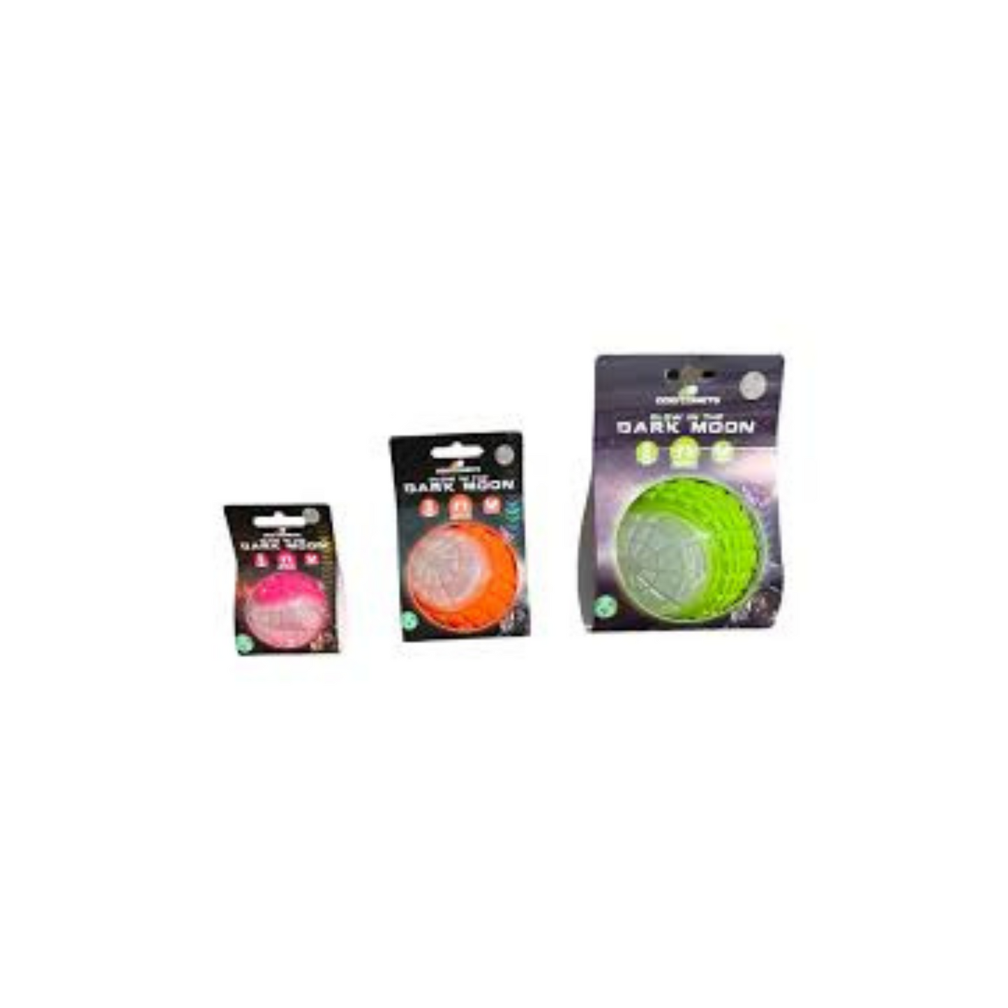 Sterk hondenspeelgoed - Dog Comets Glow In The Dark Moon Bal - Groen, oranje en roze