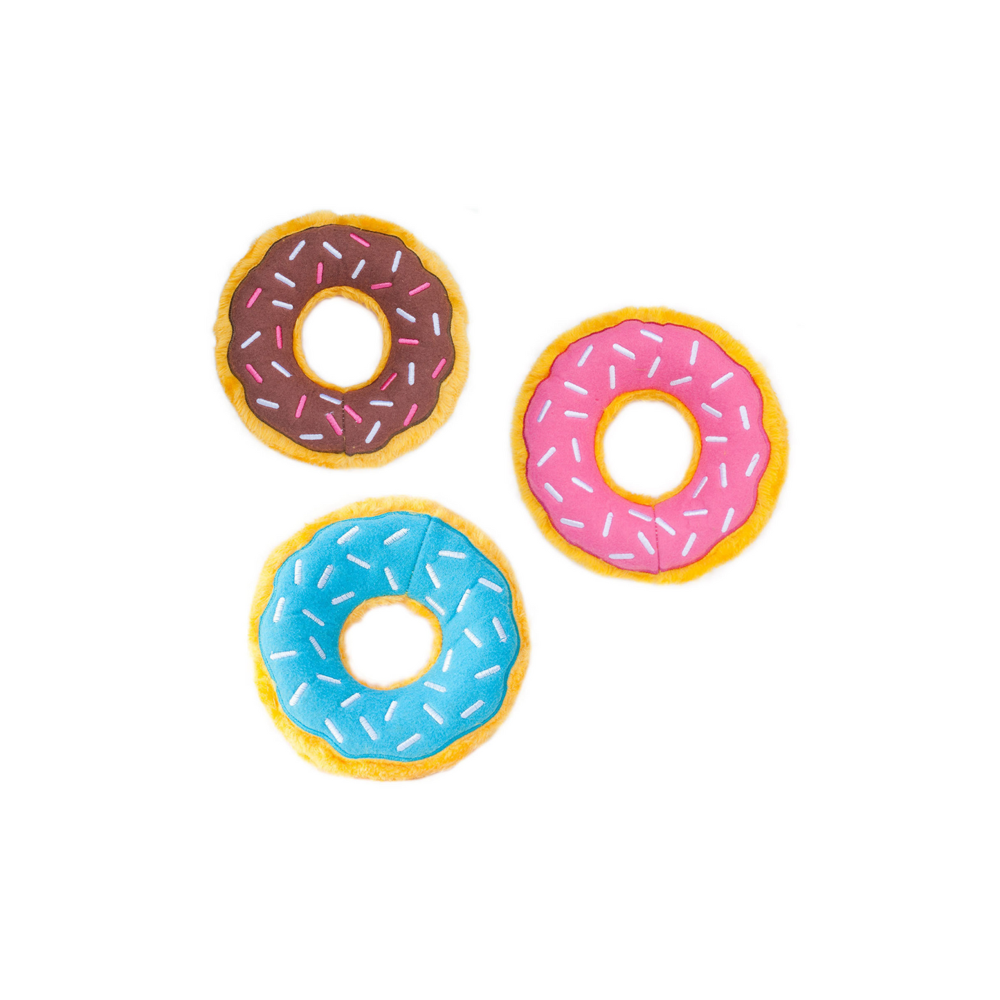 Hondenspeelgoed Donut - Zippy Paws - Roze, blauw, chocolade en regenboog